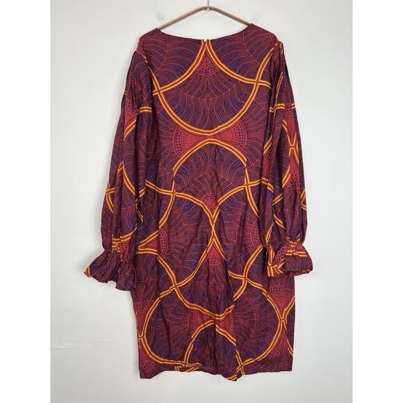 Size 14 Ashro Sheath Pink Yellow Datenight Party Cruise Dress African Ankara - Picture 9 of 12